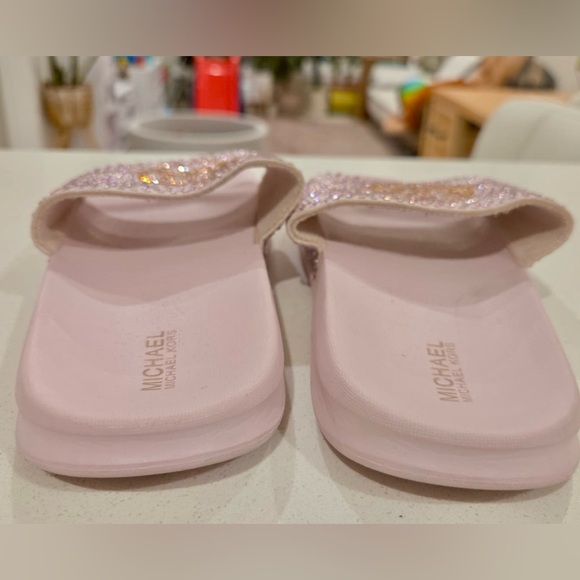 Michael Kors Light Pink Rhinestone Slides - Picture 4 of 5